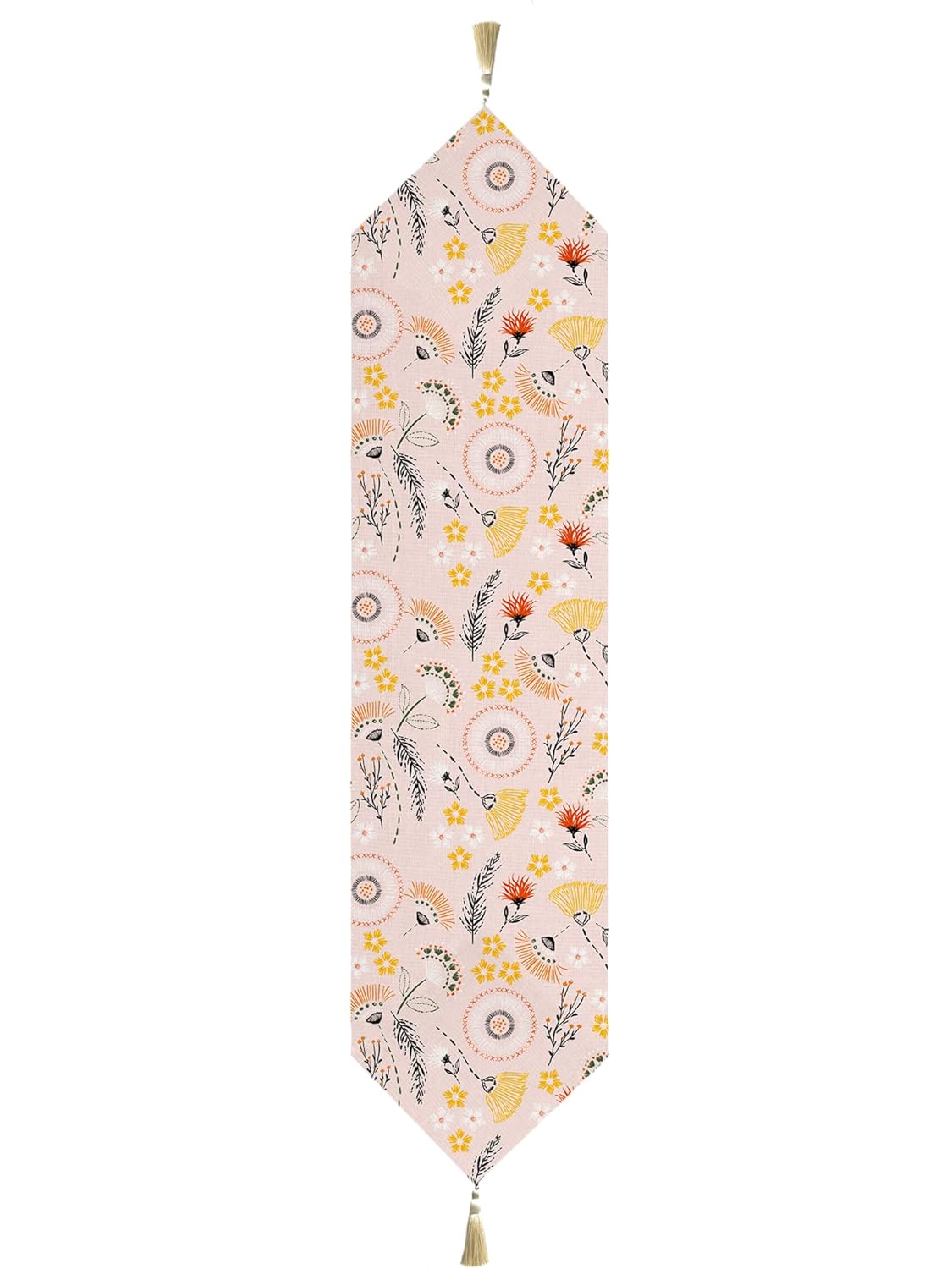 Spring Floral Printed Poly Cotton Table & Bed Runner, 13x72 Inches | 6 Seater Home Decor, Washable Dining & Bedroom Accent