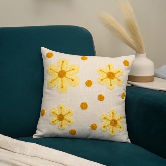Cushion Covers – Decorative Square Covers – 100% Cotton, Printed & Tufted – 16x16 Inch