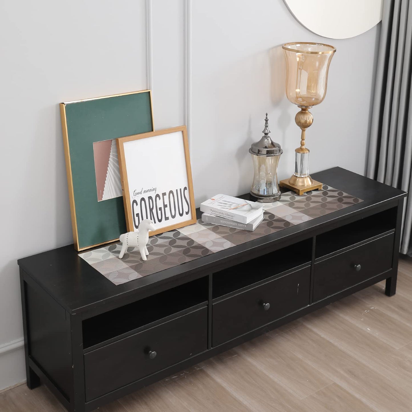 Grey PVC Table Runner 30x135 cm | Easy Clean Dining, Centre & Side Table Mat, 1 Pc