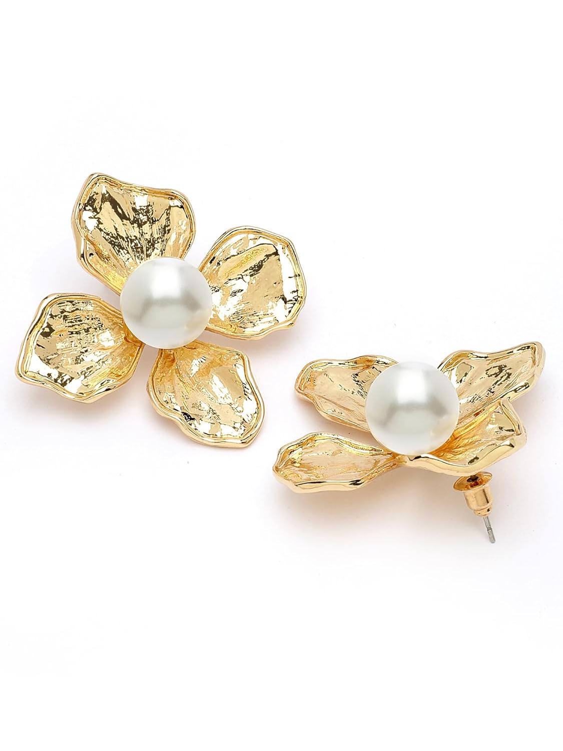 Gold Plated Floral Stud Earrings – Fashion Jewellery – Floral Design – Pair