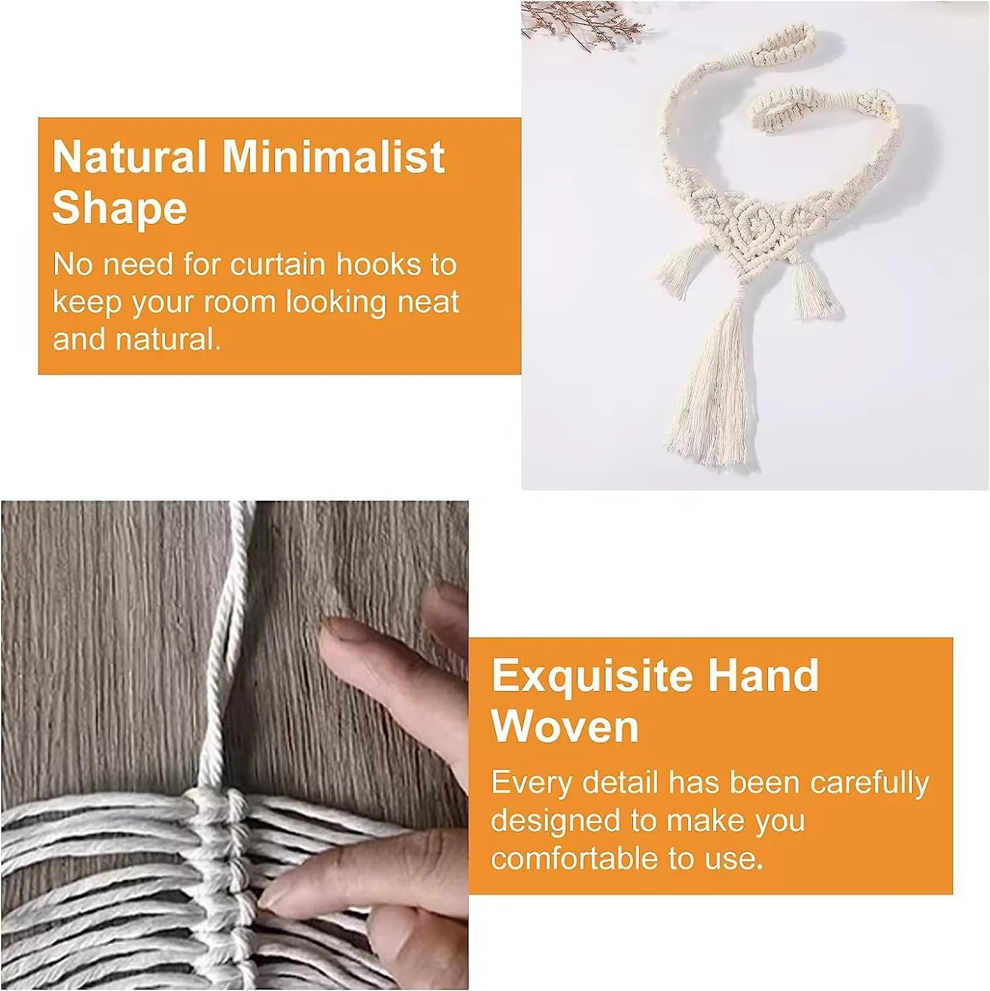 Hand-Woven Cotton Curtain Tieback – 2-Piece Set