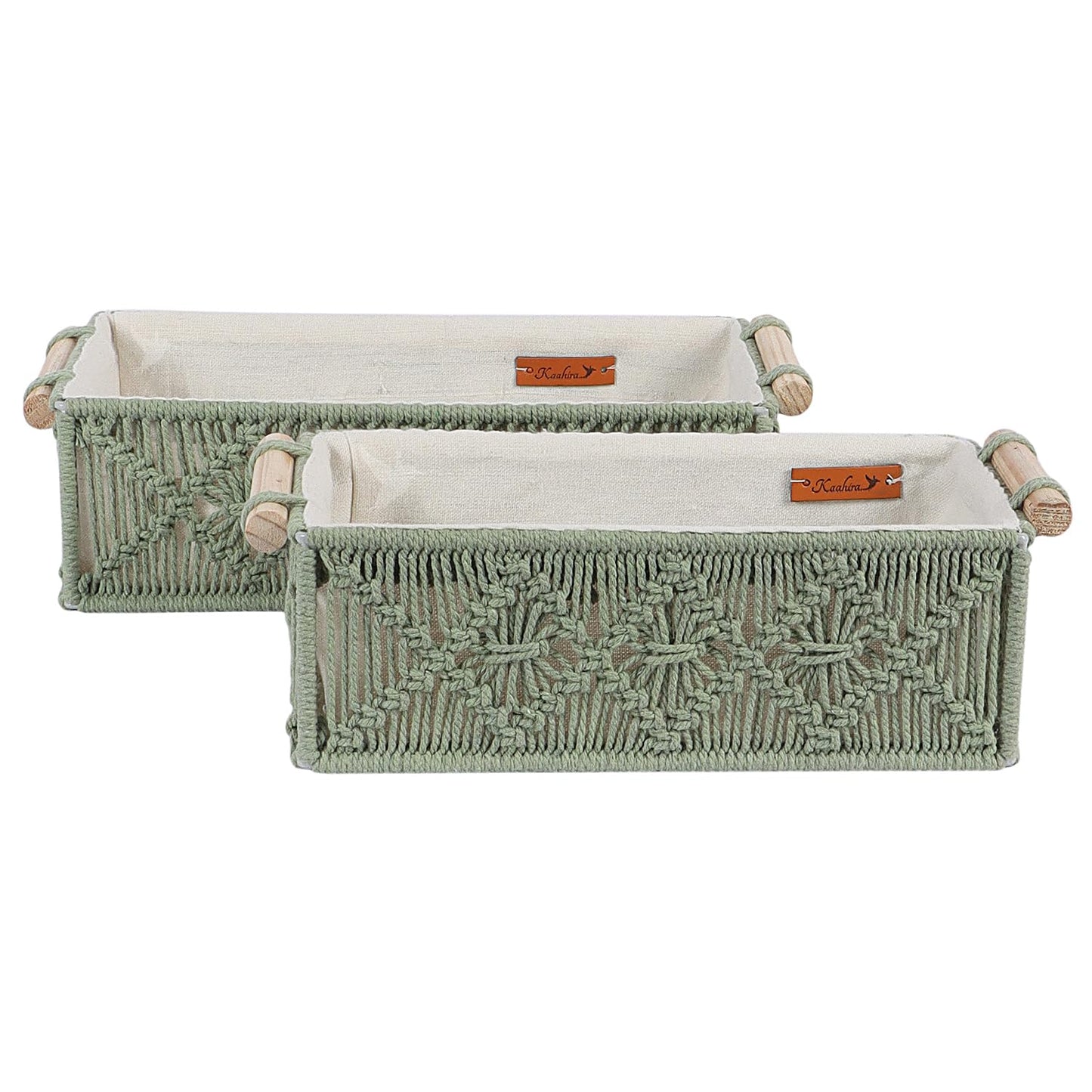Moss Green Handcrafted Cotton Decorative Basket – 2pc Set