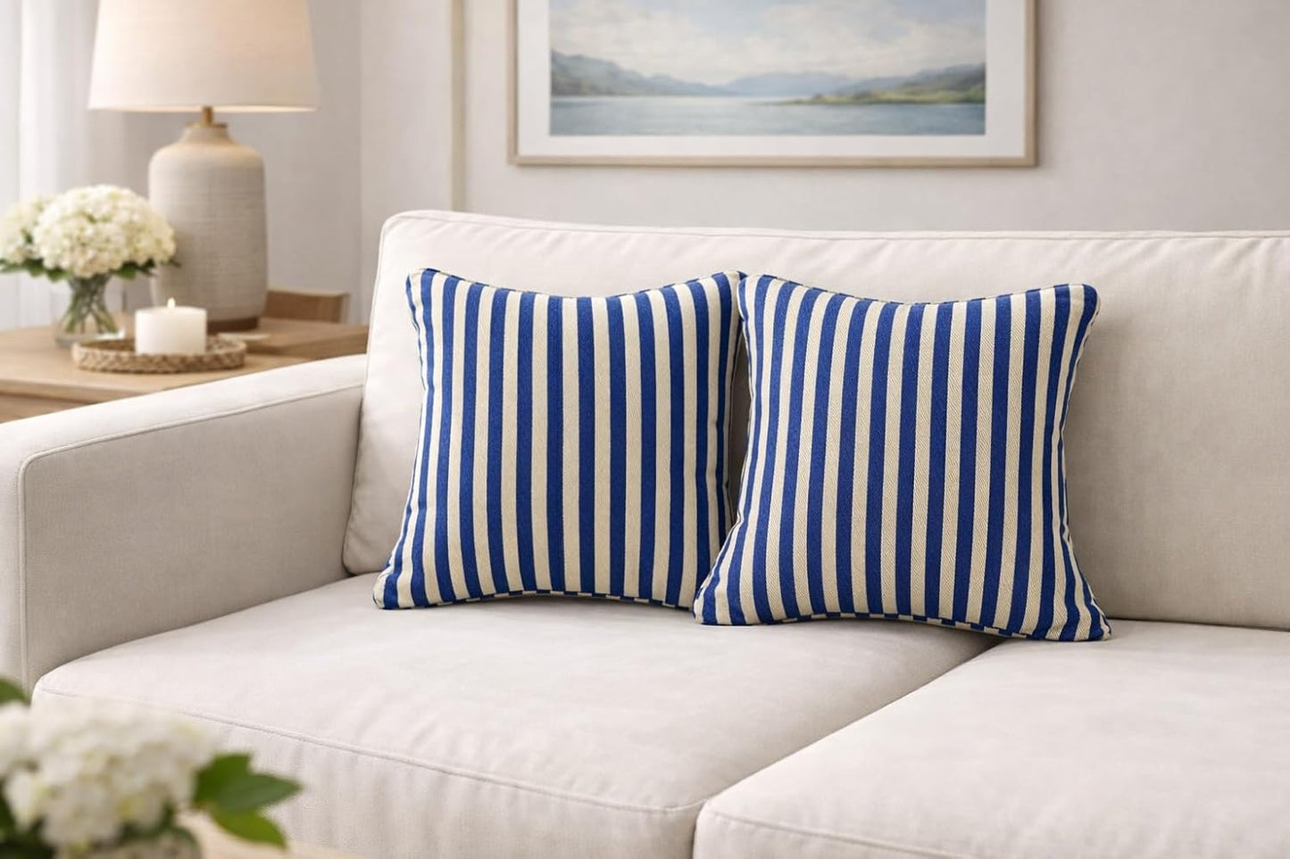 Set of 2 - Accent Pillow Slipcovers – Pure Cotton, Concealed Zipper – 16x16"