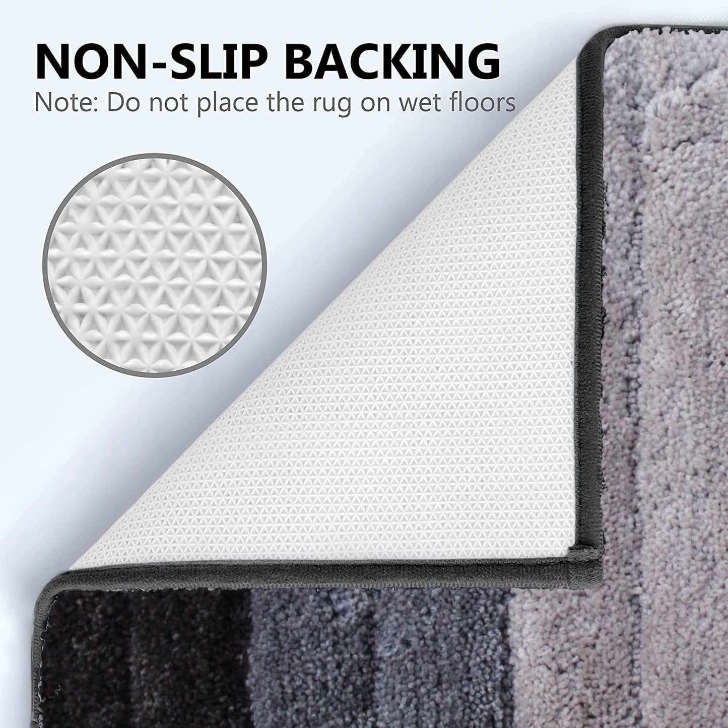 Microfiber Bath Mat 40x60 cm - Soft, Anti-Slip, Ultra Absorbent Luxury Bathroom Door Mat, Machine Washable (Grey)