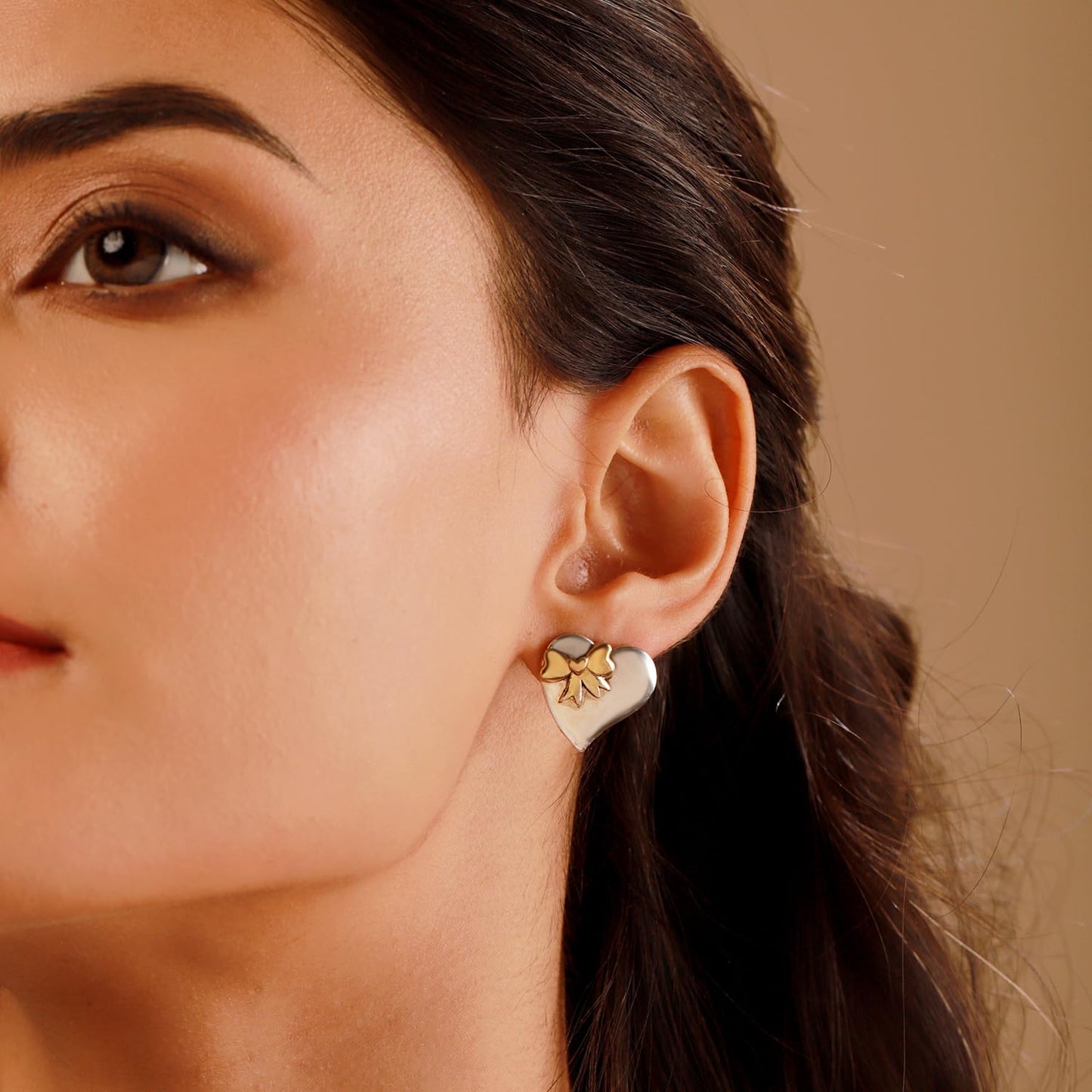 Sweetheart Ribbon Mismatched Earrings – Women's Fashion Earrings – Gold Plated – Designer Collection