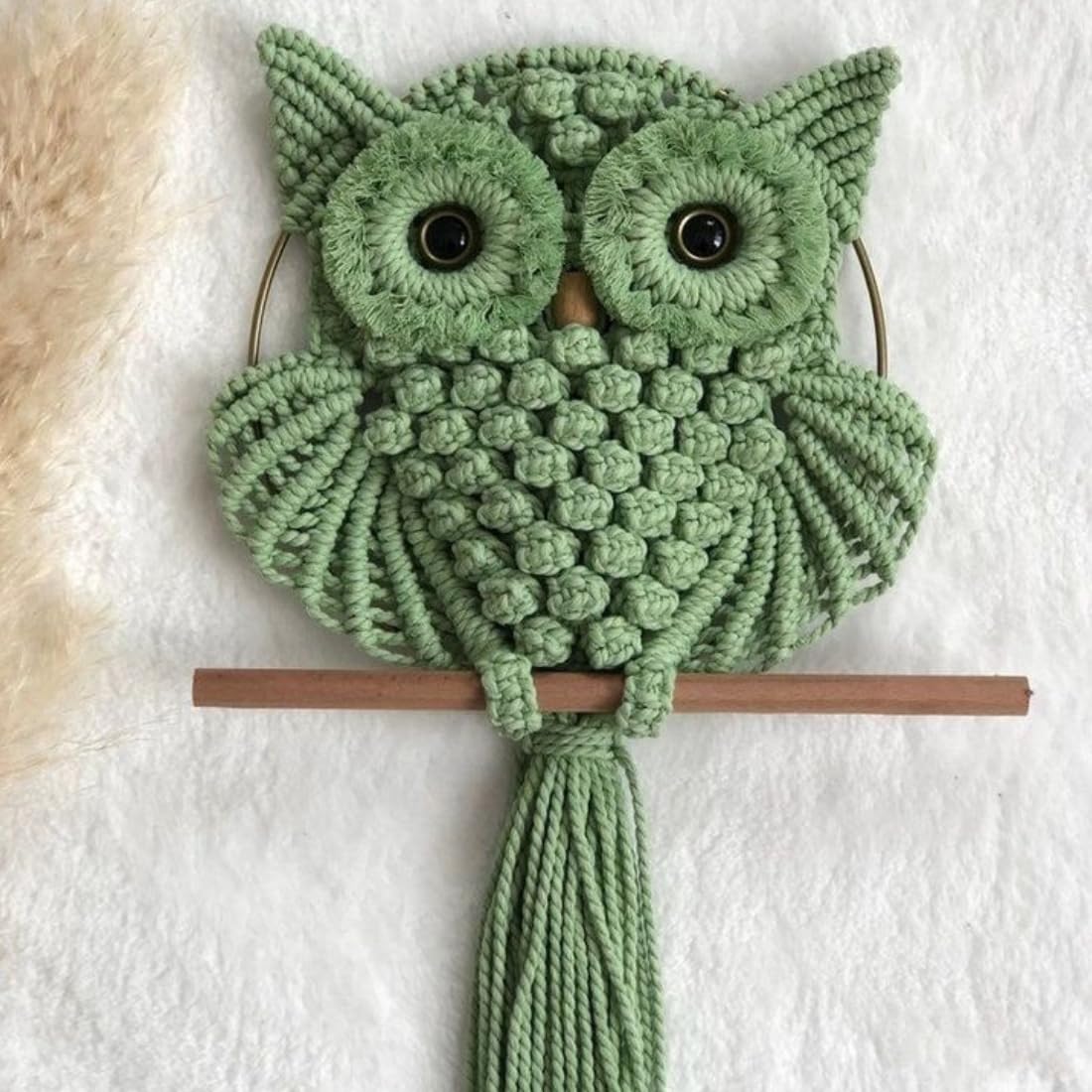 Macramé Wall Hanging – Decorative Art – Handcrafted Cotton, Owl Motif – 12 x 23 Inch