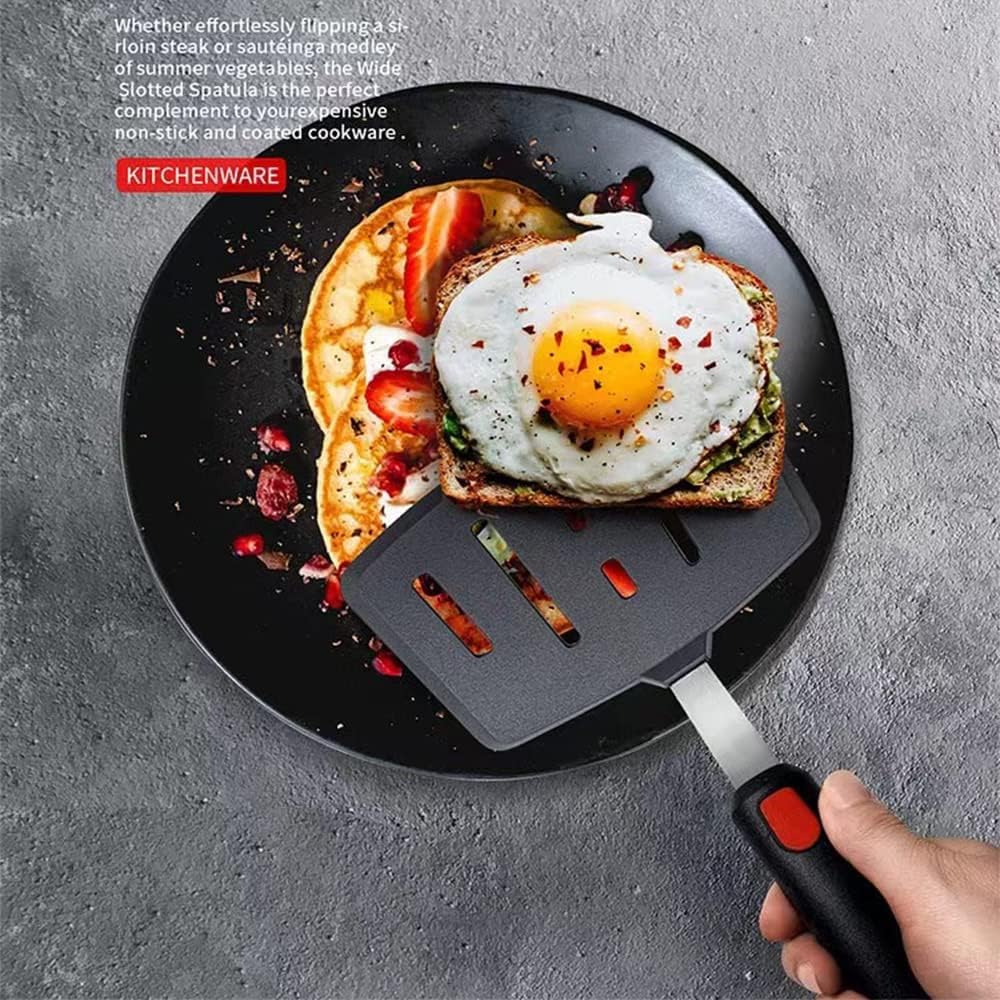 Spatule en silicone – Retourneur de cuisine et de pâtisserie – Antiadhésive, résistante à la chaleur – Large fente, unité unique
