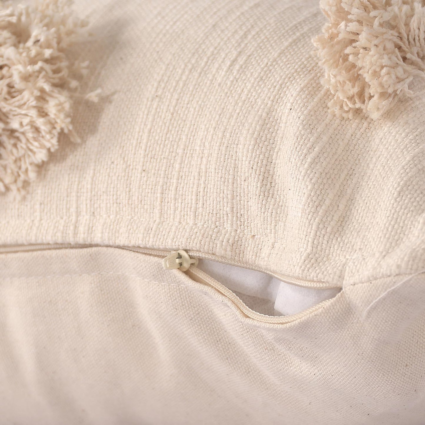 Natural Elegance Tufted Pom-Pom Cushion Covers, Soft & Durable, 45x45 cm Pack of 2 | Decorative Pillow Covers for Sofa, Bed, Chair