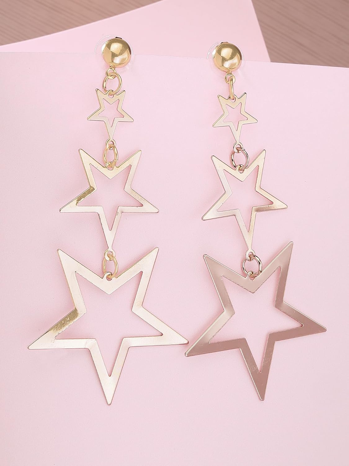 Graduating Star Dangler Earrings – Gold Plated Fashion Jewellery – Star Design – Retail Pack