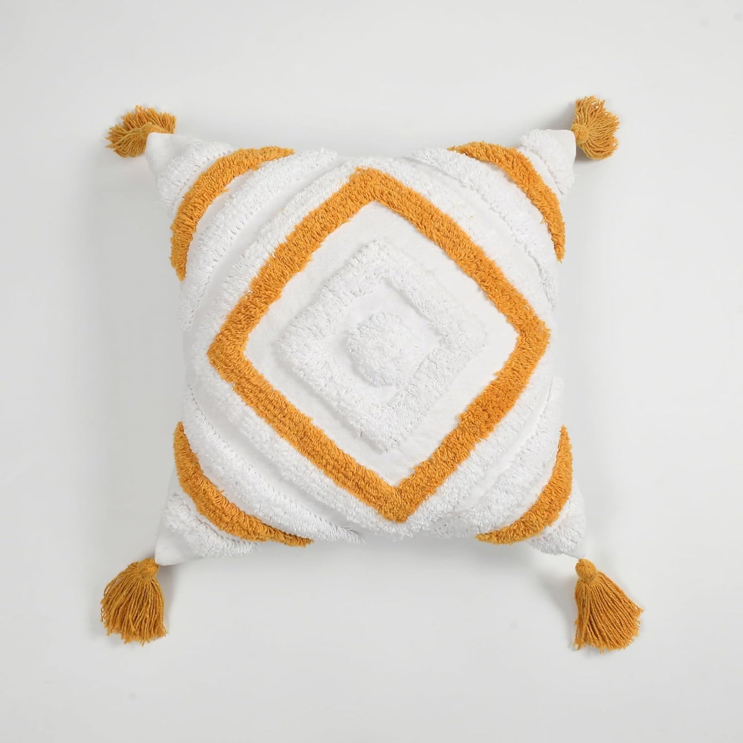 Boho Tufted Cushion Cover 16x16 inch Pack of 1 | Decorative Pillow Case for Sofa Bed Bedroom Living Room