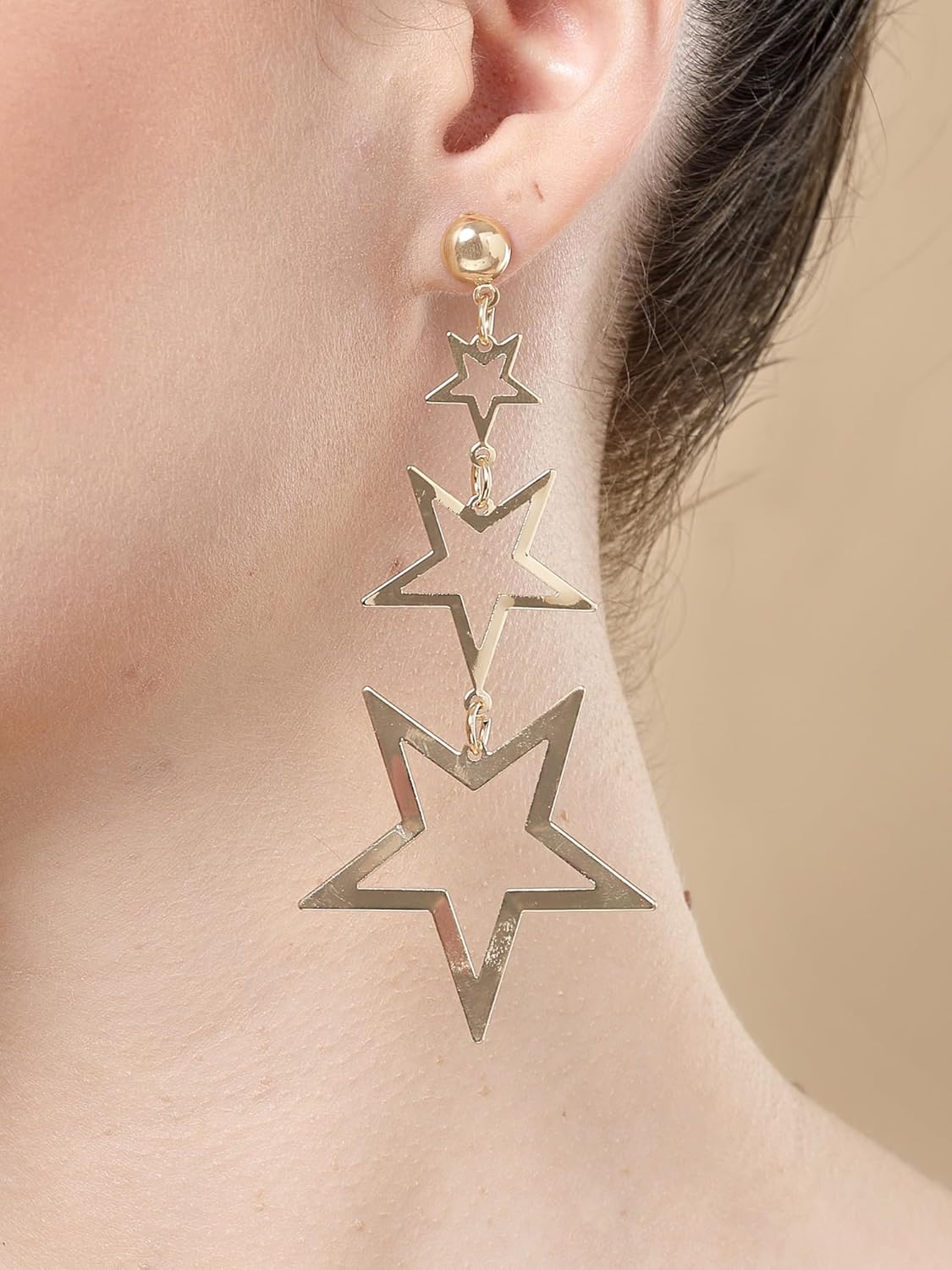 Graduating Star Dangler Earrings – Gold Plated Fashion Jewellery – Star Design – Retail Pack