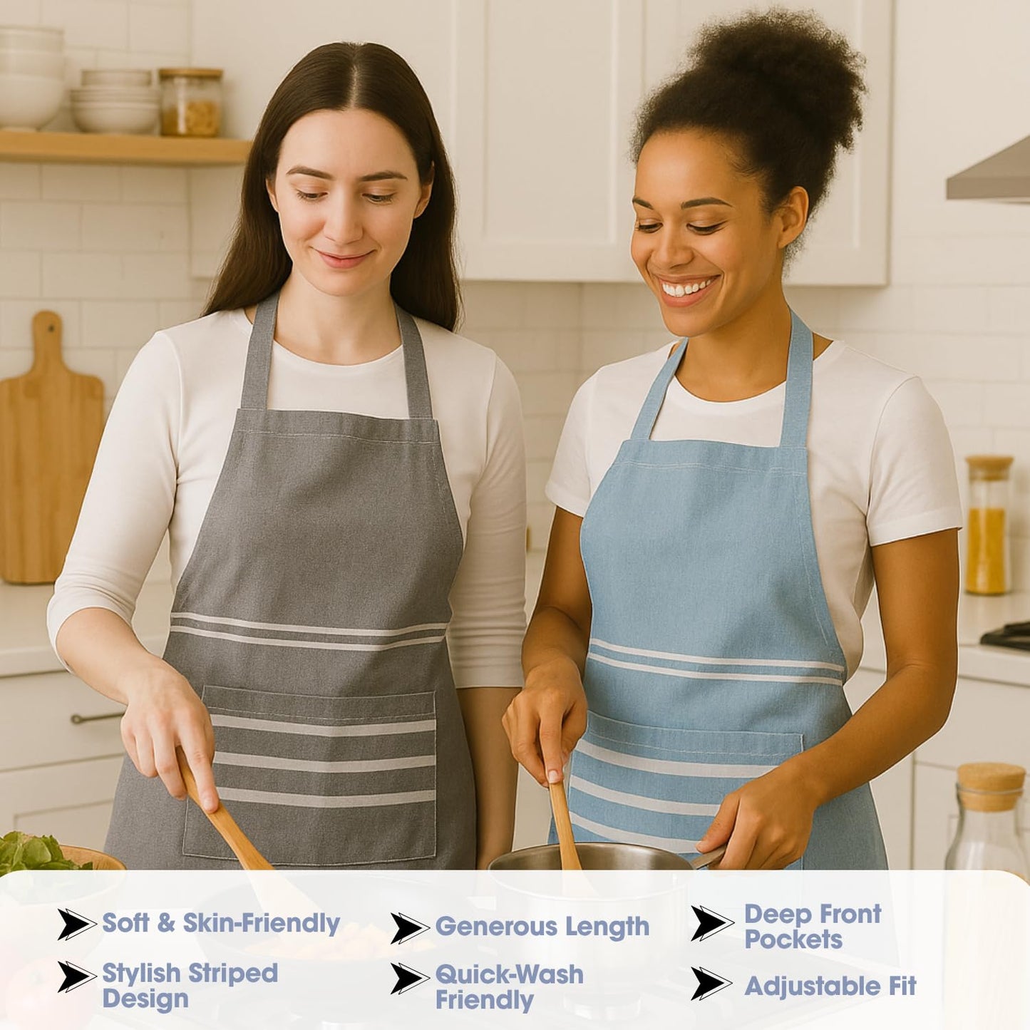 Unisex Cooking Apron – Professional Kitchen Apron – Waterproof Polyester – Stain Resistant, Two Pockets