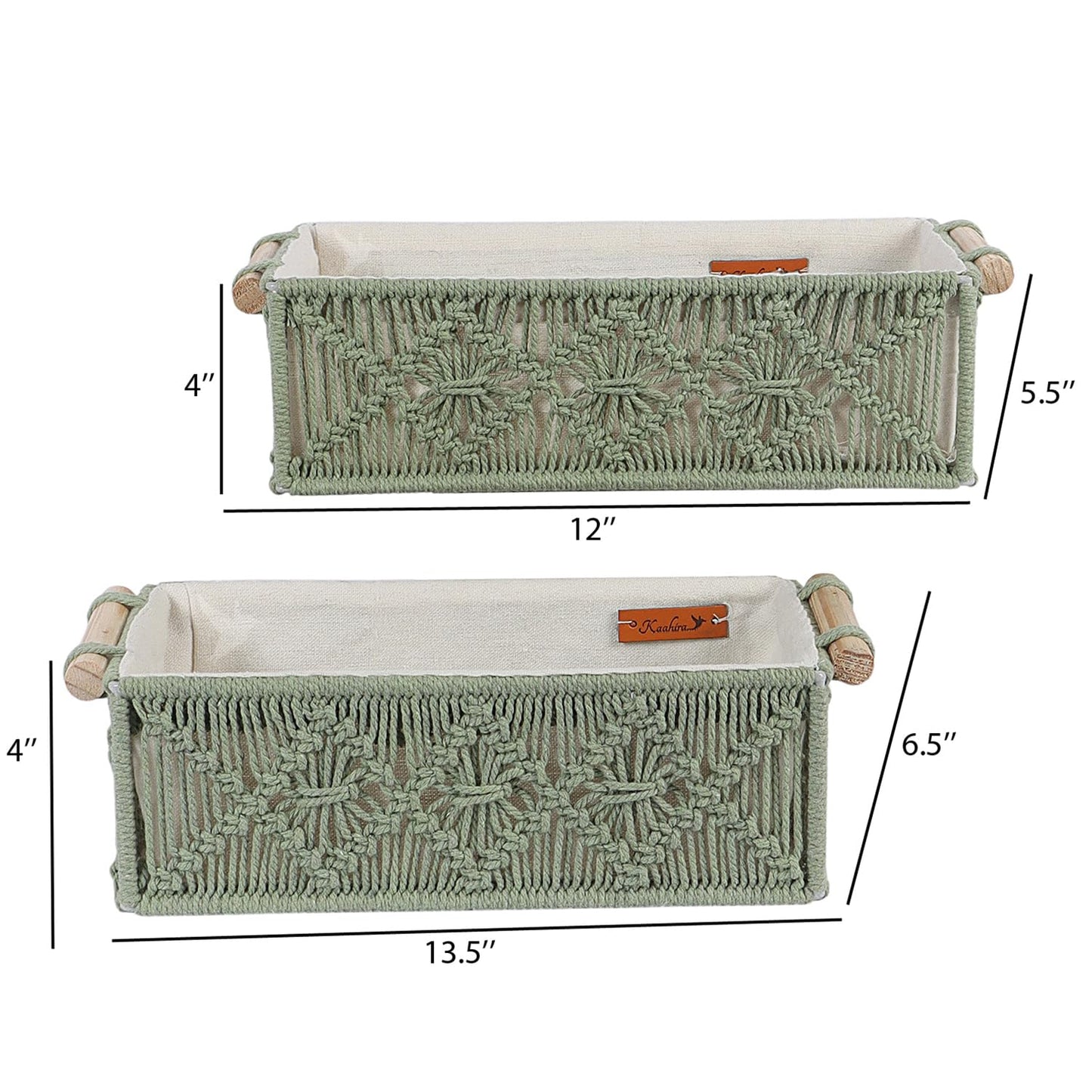 Moss Green Handcrafted Cotton Decorative Basket – 2pc Set
