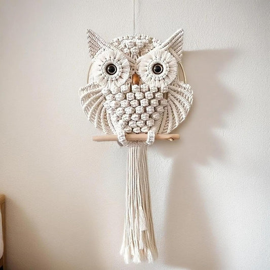Artisan Macramé Owl Wall Hanging – Handcrafted Textile Decor
