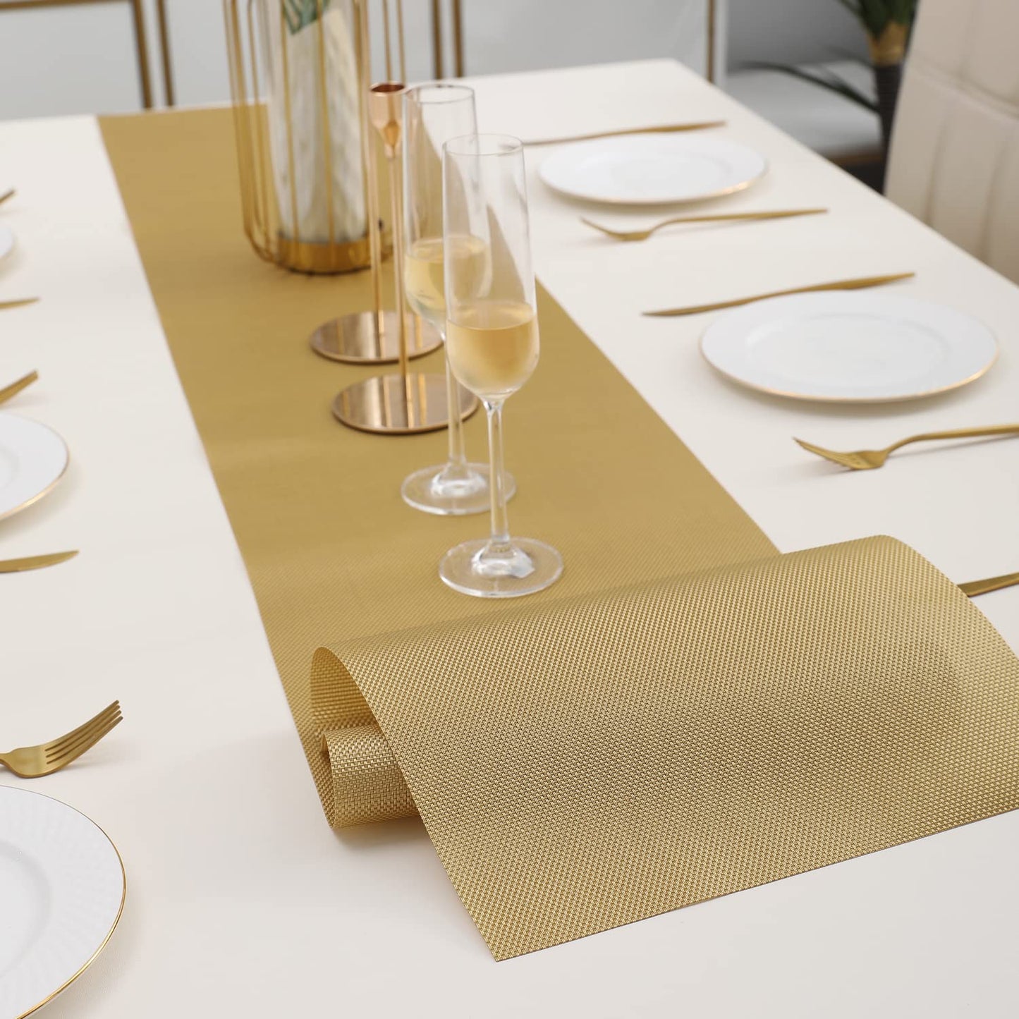 Mustard Easy Clean Table Runner 30x180 cm | Dining, TV Cabinet, Chest Drawer