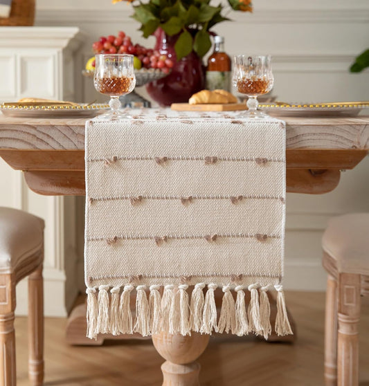 Premium Table Runner – Handcrafted Natural Cotton – Tasselled – 14x72 in Single Unit