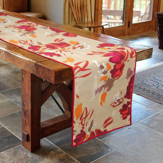 Cotton 190TC Printed Table Runner 14x72 Inches (Maroon, Beige) | Dining Home Decor Kitchen Linen