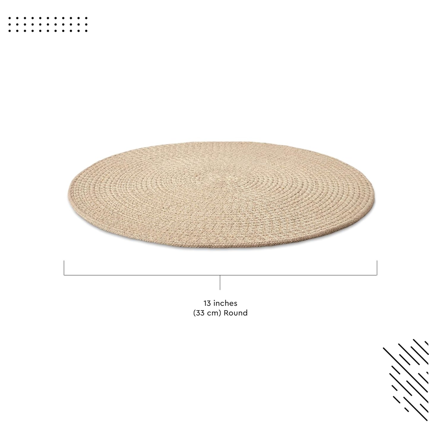 Handmade Ribbed Cotton Dining Table Mats Set of 4, 32cm | Heat-Resistant Washable Placemats, Kitchen Table Mats Beige
