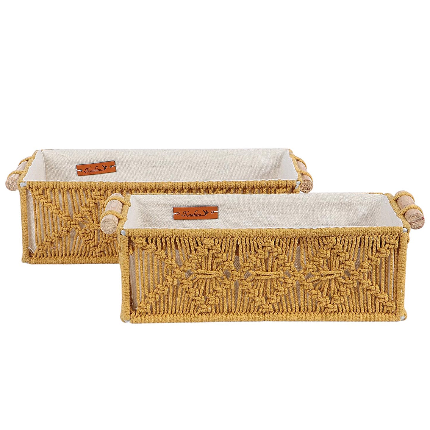Mustard Handcrafted Cotton Decorative Basket – 2pc Set