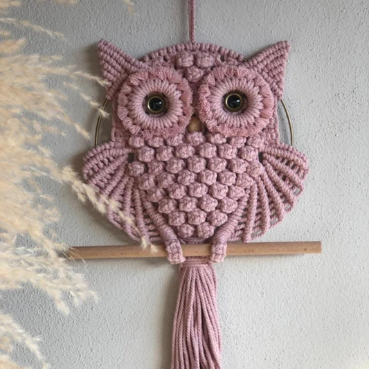 Handcrafted Owl Macramé Wall Decor – Natural Cotton Fibers – 12x23 Inch
