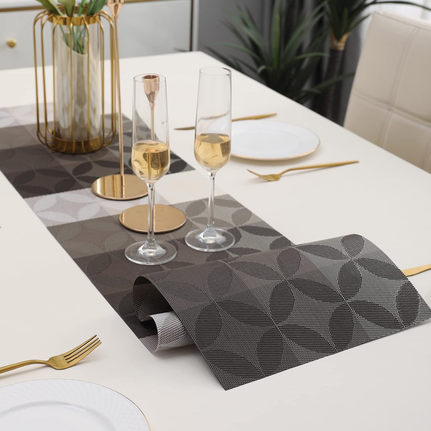 Grey PVC Table Runner 30x135 cm | Easy Clean Dining, Centre & Side Table Mat, 1 Pc