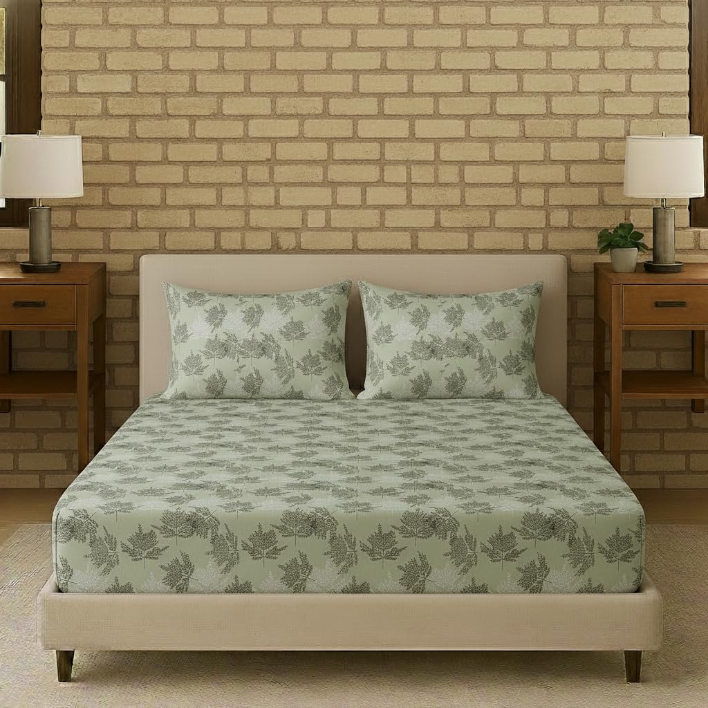 Bedsheet | Cotton Elastic Fitted | King Size, 3-Piece Set | 144 TC