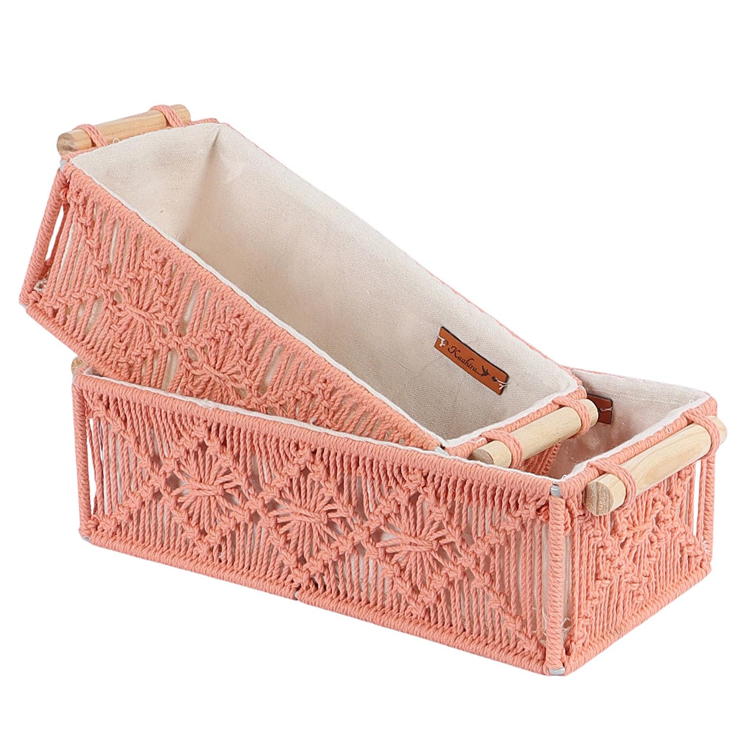 Rose Handwoven Cotton Storage Basket Set – 2pc Set