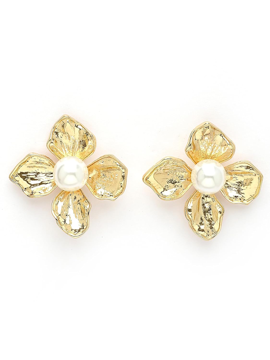 Gold Plated Floral Stud Earrings – Fashion Jewellery – Floral Design – Pair