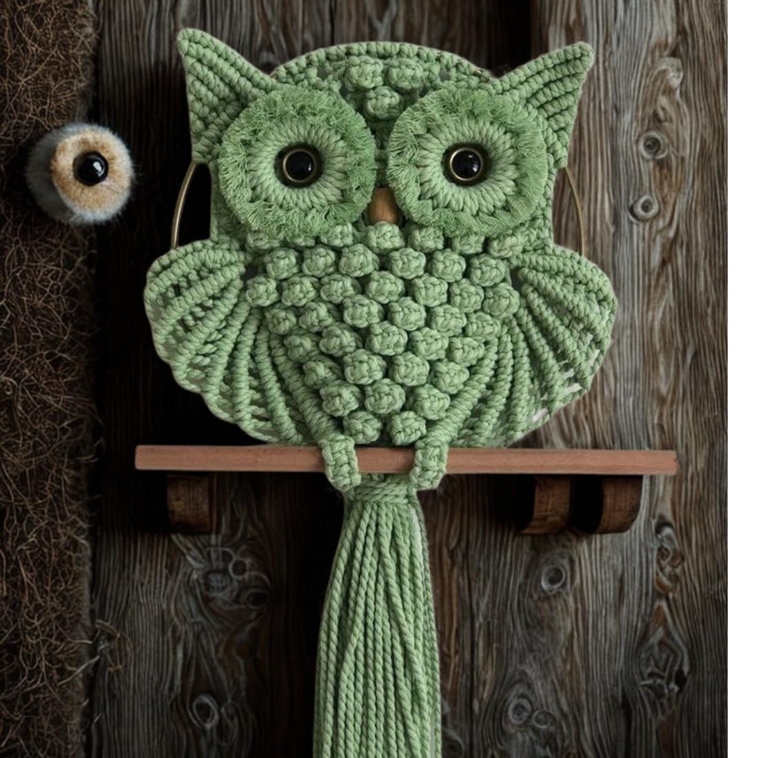 Macramé Wall Hanging – Decorative Art – Handcrafted Cotton, Owl Motif – 12 x 23 Inch