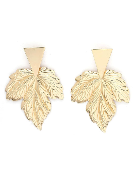 Leaf Design Dangler Earrings – Gold Plated – Leaf Motif – Retail Unit