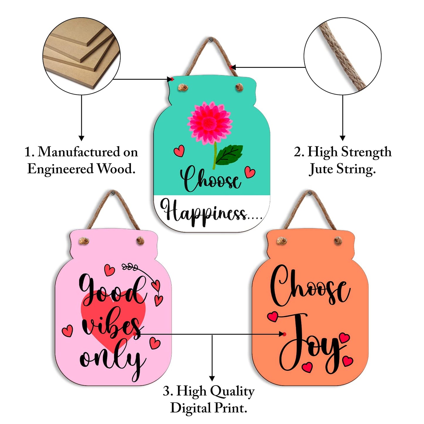 Elegant Wooden Wall Hangings for Home Decor | Stylish Wall Art for Living Room, Bedroom | Good Vibes Only