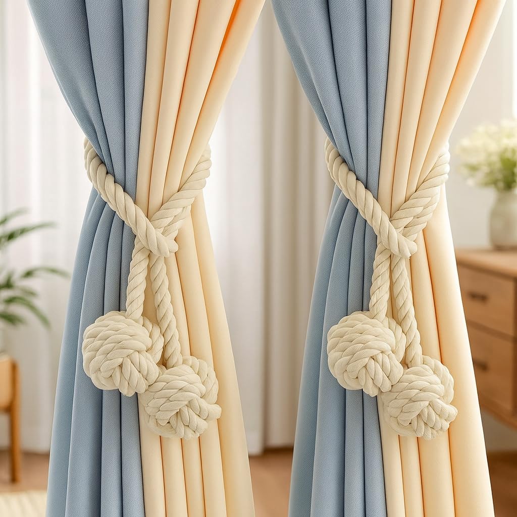 Decorative Rope Curtain Tiebacks – Hand-Woven Cotton – 2pc