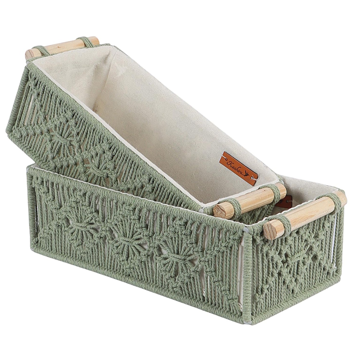 Moss Green Handcrafted Cotton Decorative Basket – 2pc Set