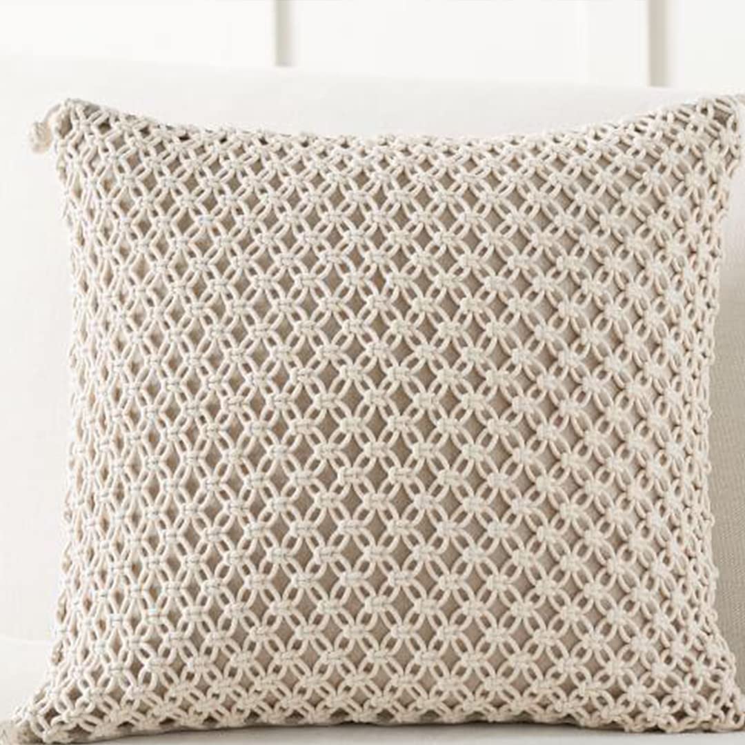 Macrame Cushion Cover – Decorative Pillow Case – 16x16 in
