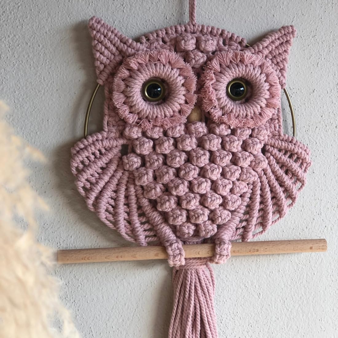 Handcrafted Owl Macramé Wall Decor – Natural Cotton Fibers – 12x23 Inch