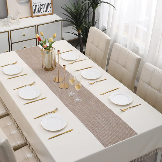 Light Grey PVC Table Runner 30x180 cm | Easy Clean Dining Kitchen Home Decor