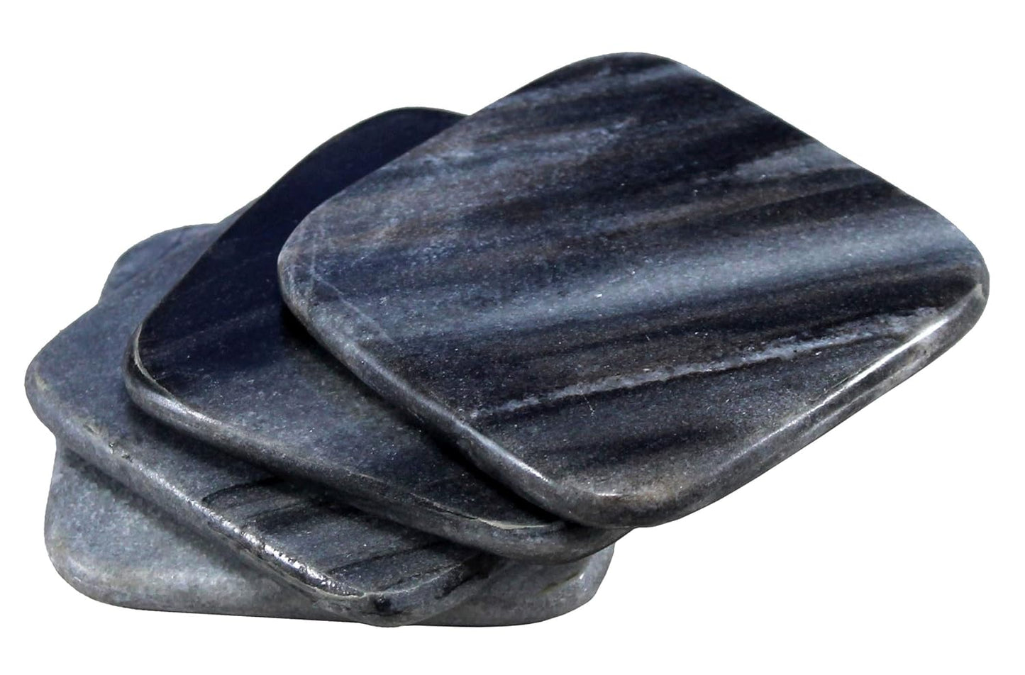 Natural Stone Coasters Set (4) - Handmade, Water Absorbent Table Drink Coasters for Home Decor, Bar & Office