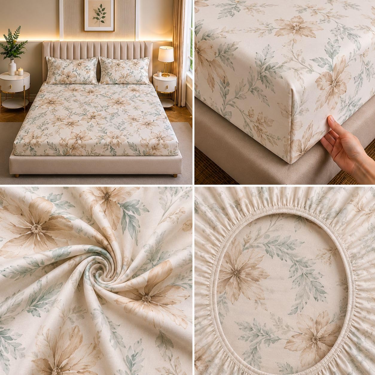 Bedsheet | Polycotton Blend Seamless Fitted | Super King 3-Piece | 310TC