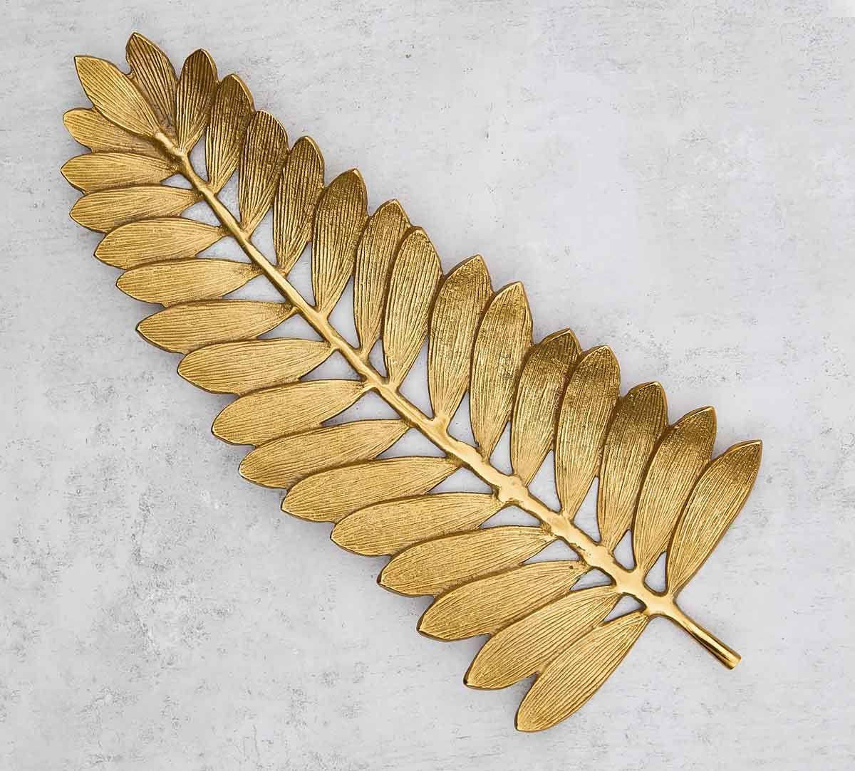 Plateau de service décoratif à la feuille d'or – Plat de table – Métal durable – 50 cm