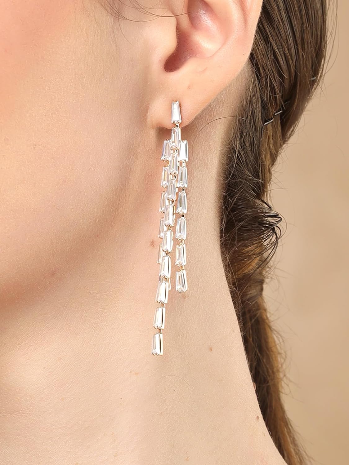 Gold-Plated American Diamond Drop Earrings – Fashion Jewellery – Contemporary Style – Retail Ready