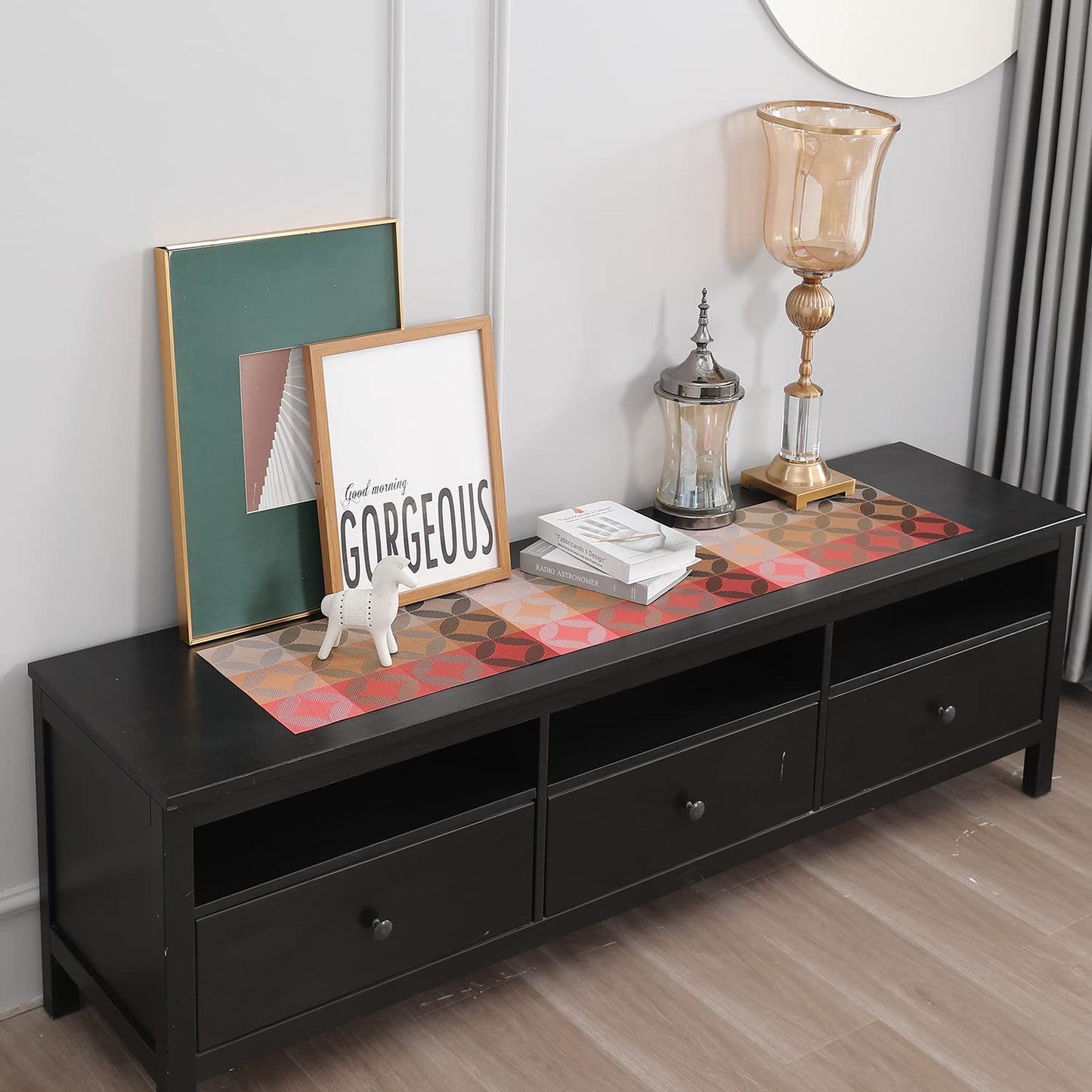 Modern Multicolored Clean Table Runner, 30x135 cm, 1 Pc | Dining Coffee Centre Table Decor, PVC Polyester Blend