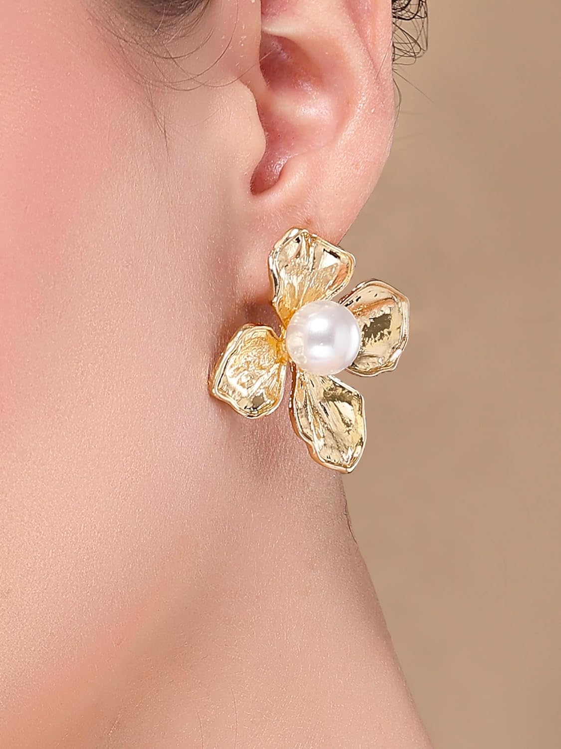 Gold Plated Floral Stud Earrings – Fashion Jewellery – Floral Design – Pair