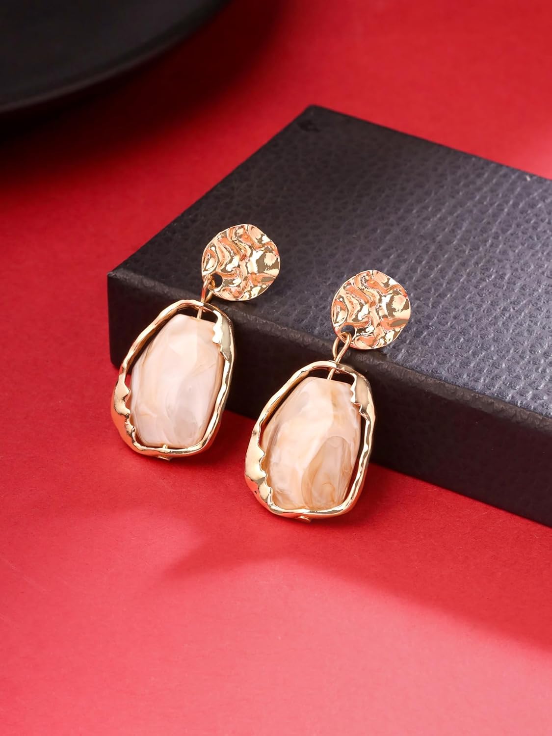Gold Toned Black Crystal Earrings – Fashion Earrings – Crystal Embellished – Contemporary Style