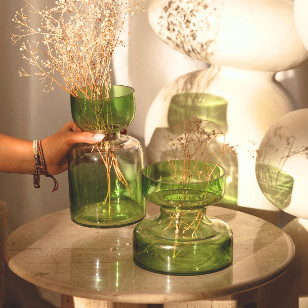 Vase | Handblown Glass Sage Tinted Handcrafted | Green