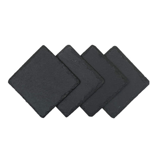 Natural Slate Stone Coasters, 10x10 Cm (4x4 inch), Pack of 4 | Drink Mats, Tabletop Protectors, Barware Gift