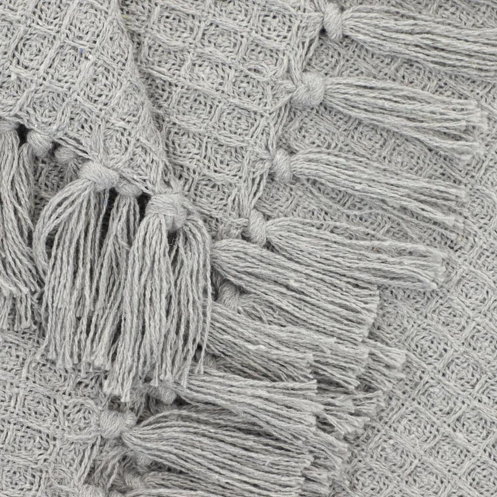 Waffle Knit Throw Blanket – Home Decor Textile – Cotton Tassel Design – 127x152 cm