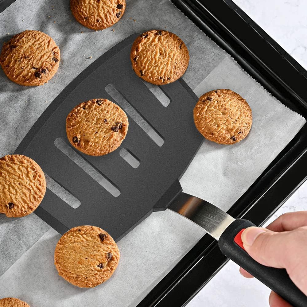 Spatule en silicone – Retourneur de cuisine et de pâtisserie – Antiadhésive, résistante à la chaleur – Large fente, unité unique