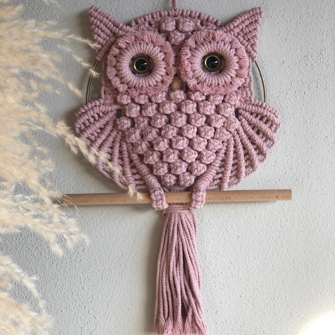 Handcrafted Owl Macramé Wall Decor – Natural Cotton Fibers – 12x23 Inch