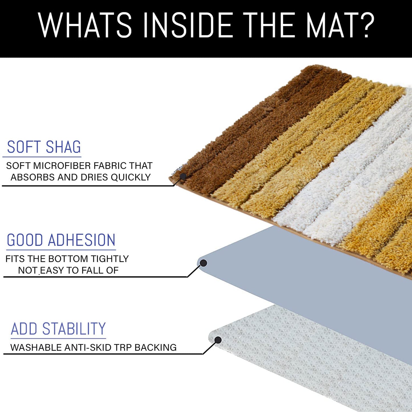 Microfiber Rectangular Luxury Bath Mat Soft Anti-Slip 40x60 cm 1-Pack | Ultra Absorbent Bathroom Rug, Washable