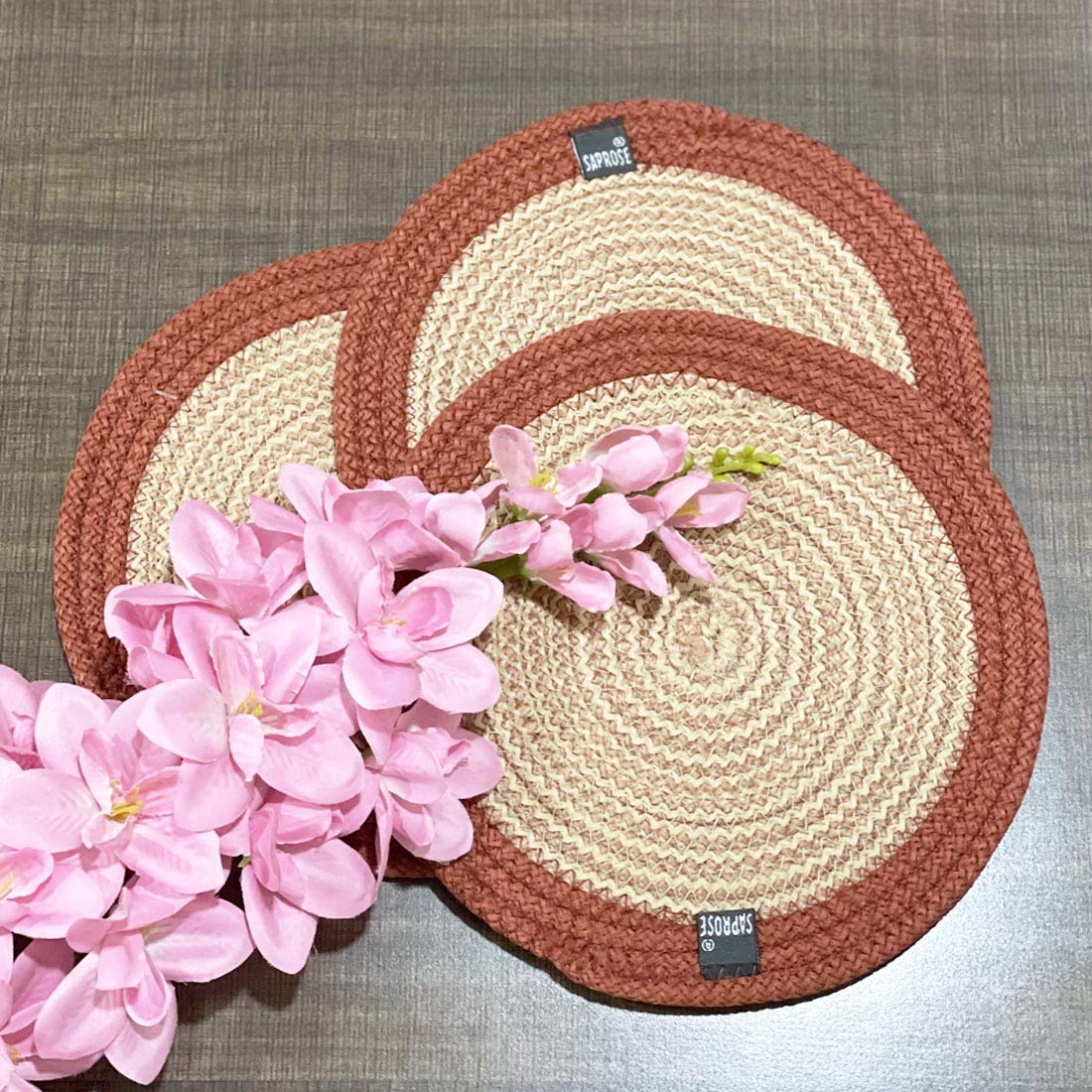 Braided Round PP Trivet Set (3 PCS, 9" Dia) | Machine Washable Pot Mat for Dining Table, Hot Pots, Casserole